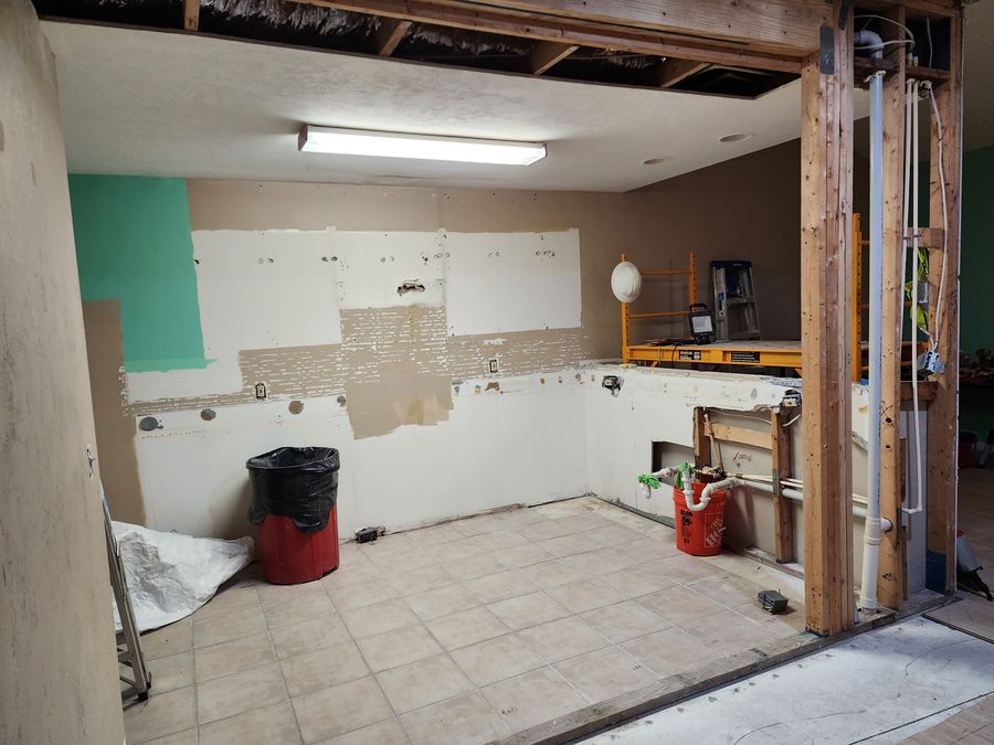 Gutted kitchen ready for rebuild